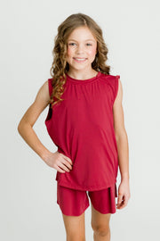 Kids' Maroon High-low Tank