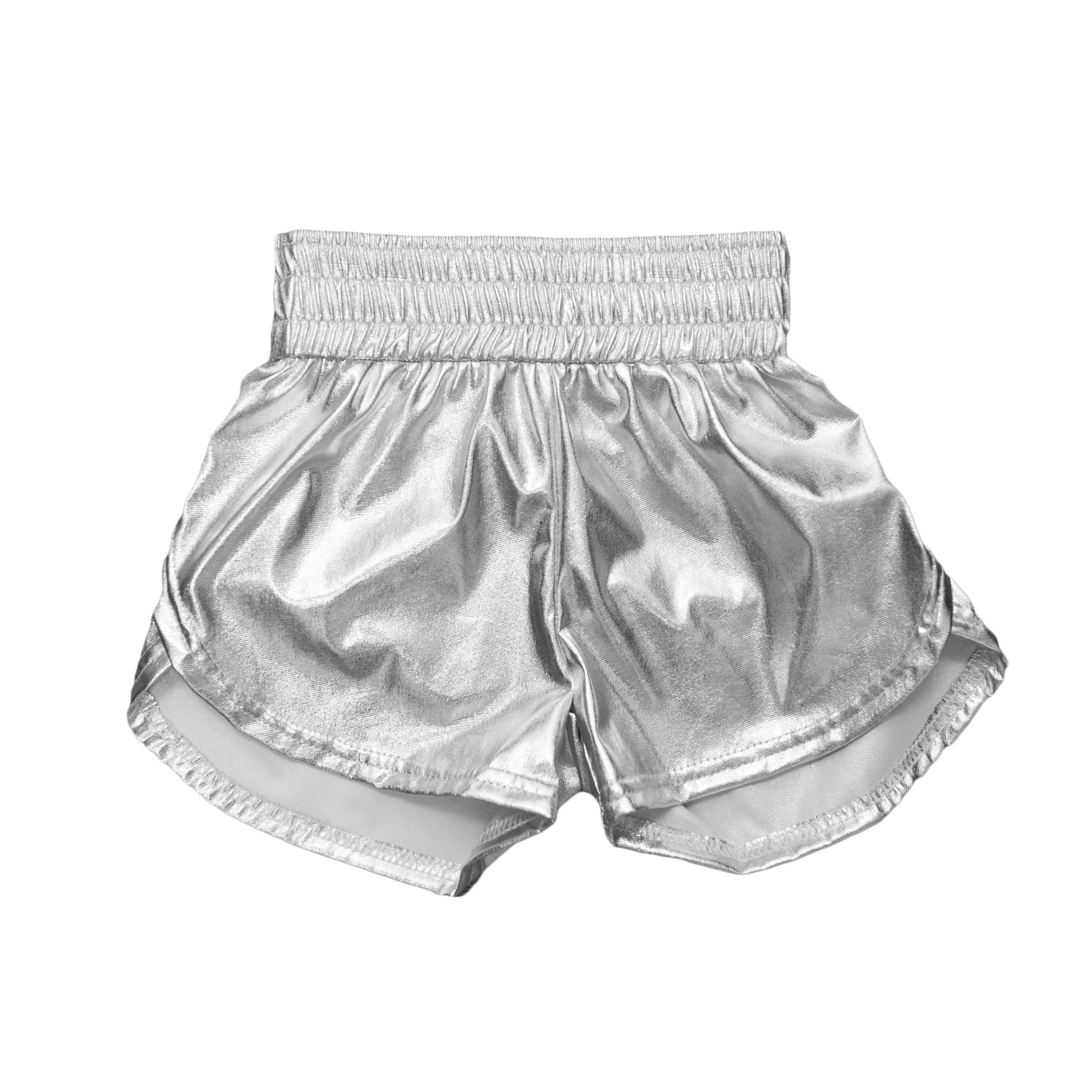 Kids' Metallic Shorts - Silver