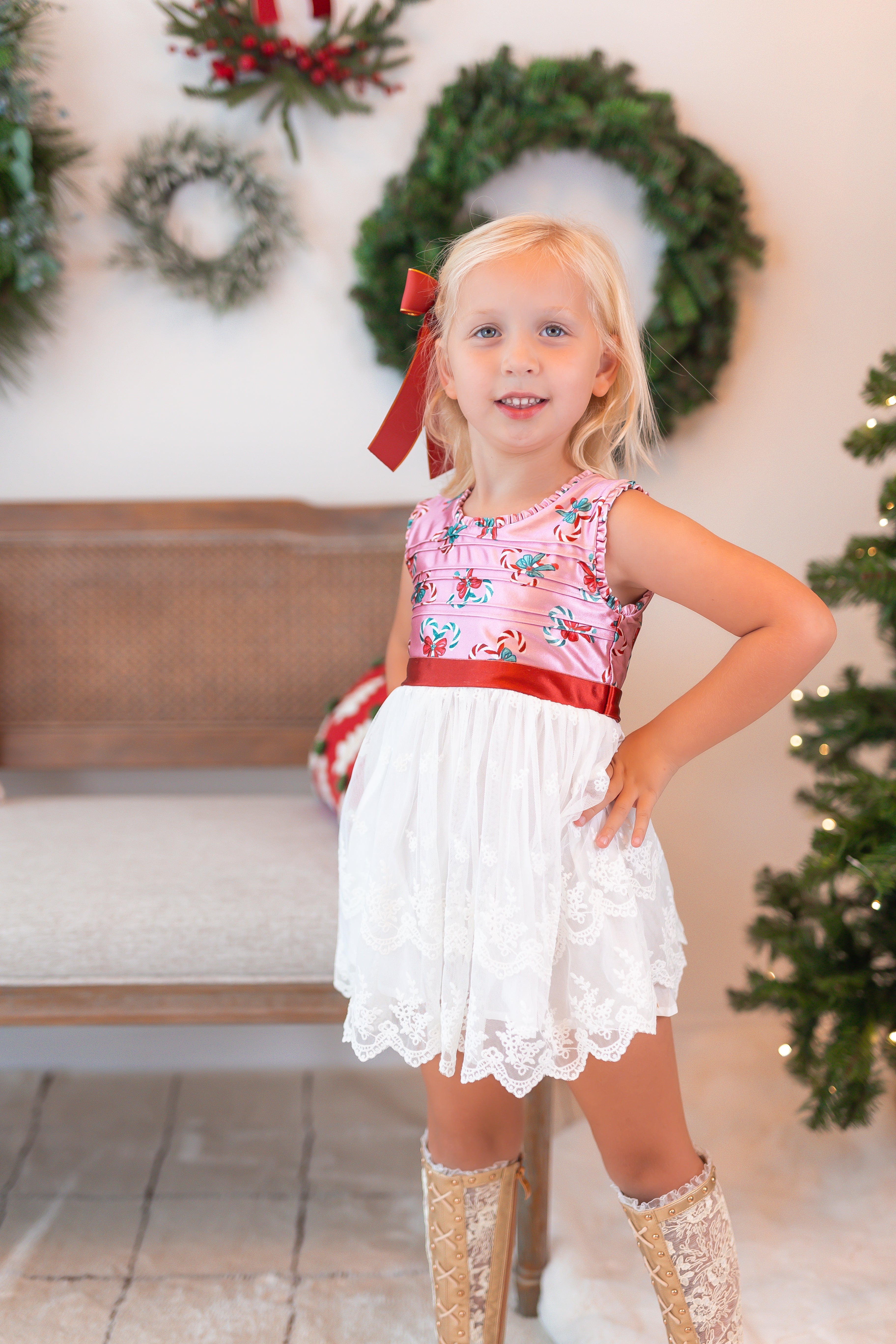 Ava Dress - Pink Peppermint Charm