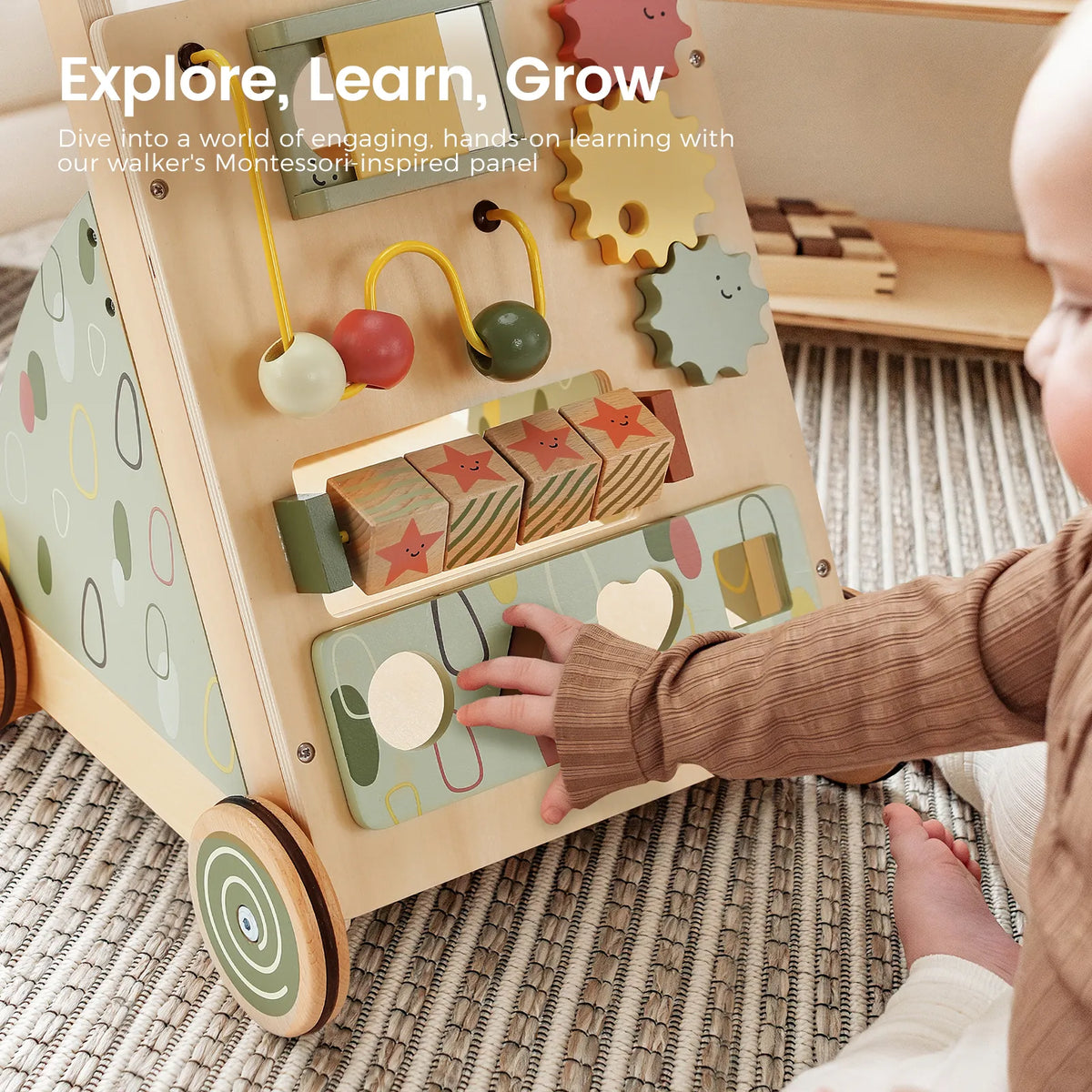 ® Sage Green Wooden Baby Walker