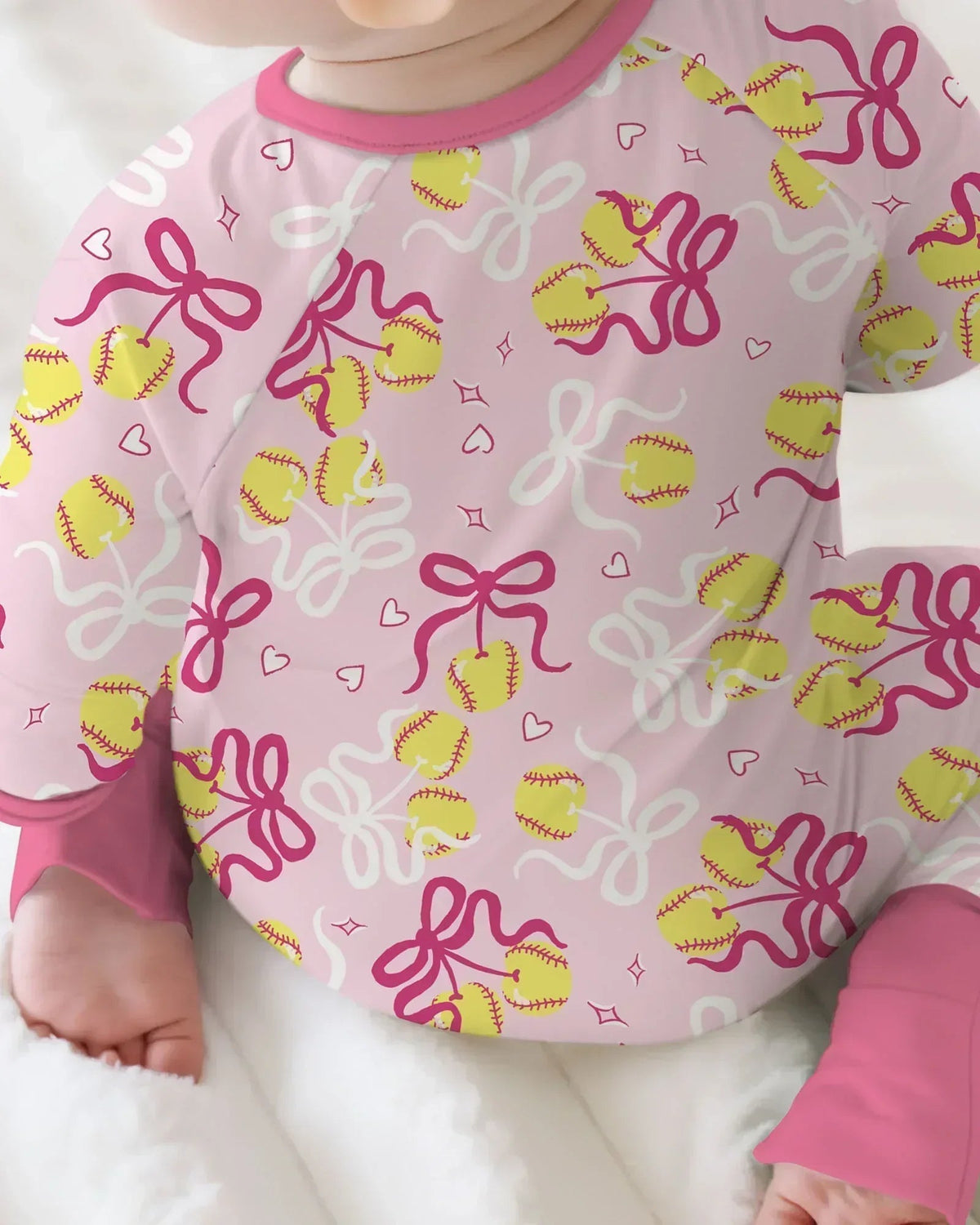 Softball Cherry Mom And Girl Matching Bamboo Convertible Zippy