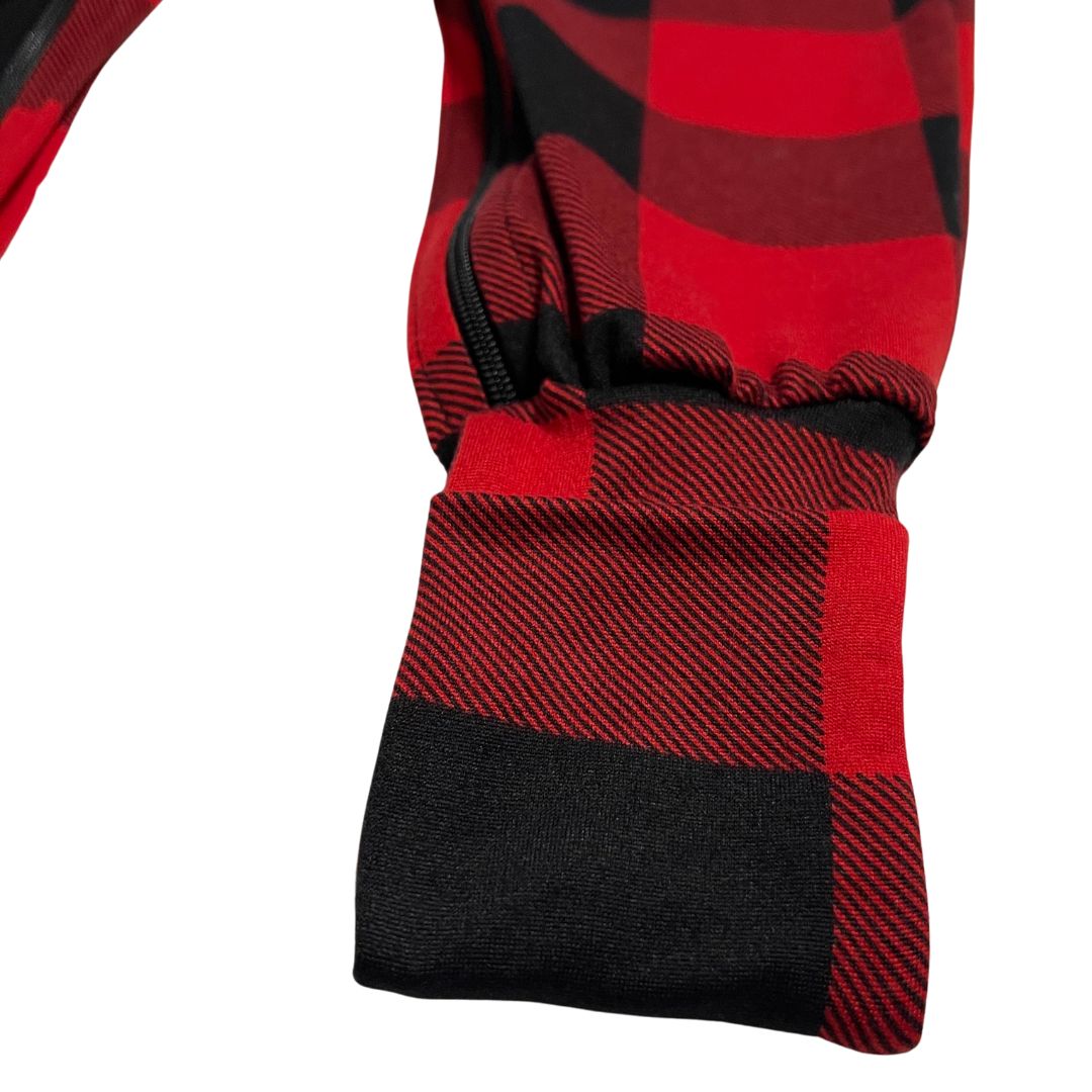 Black/red Buffalo Plaid Bubble Zip Romper