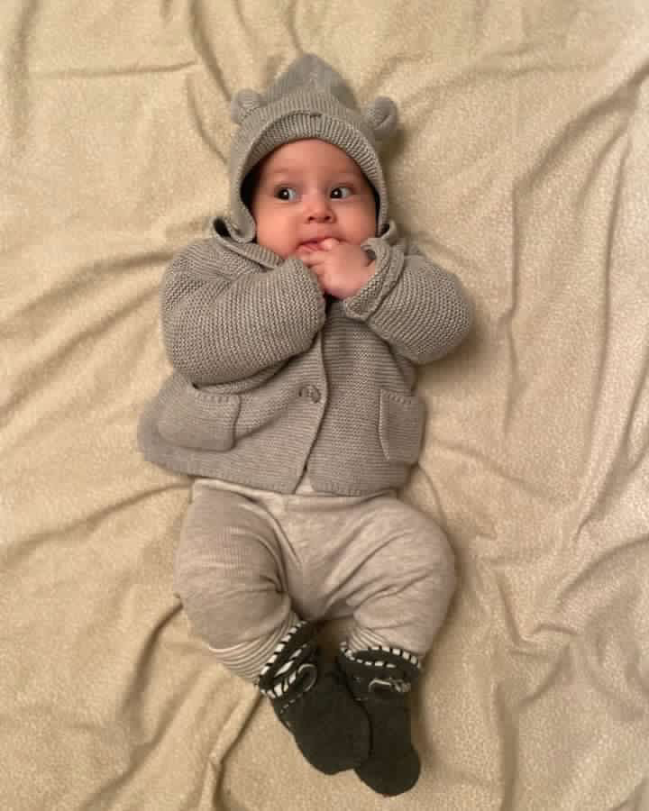 Anti-slip Sole, Fleece Baby Booties, Newborn Home Booties, Sweat Proof Organic Cotton Lining, Anthracite