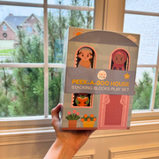 Stacking Houses (set Of 5 Houses And 3 Hardwood Characters)