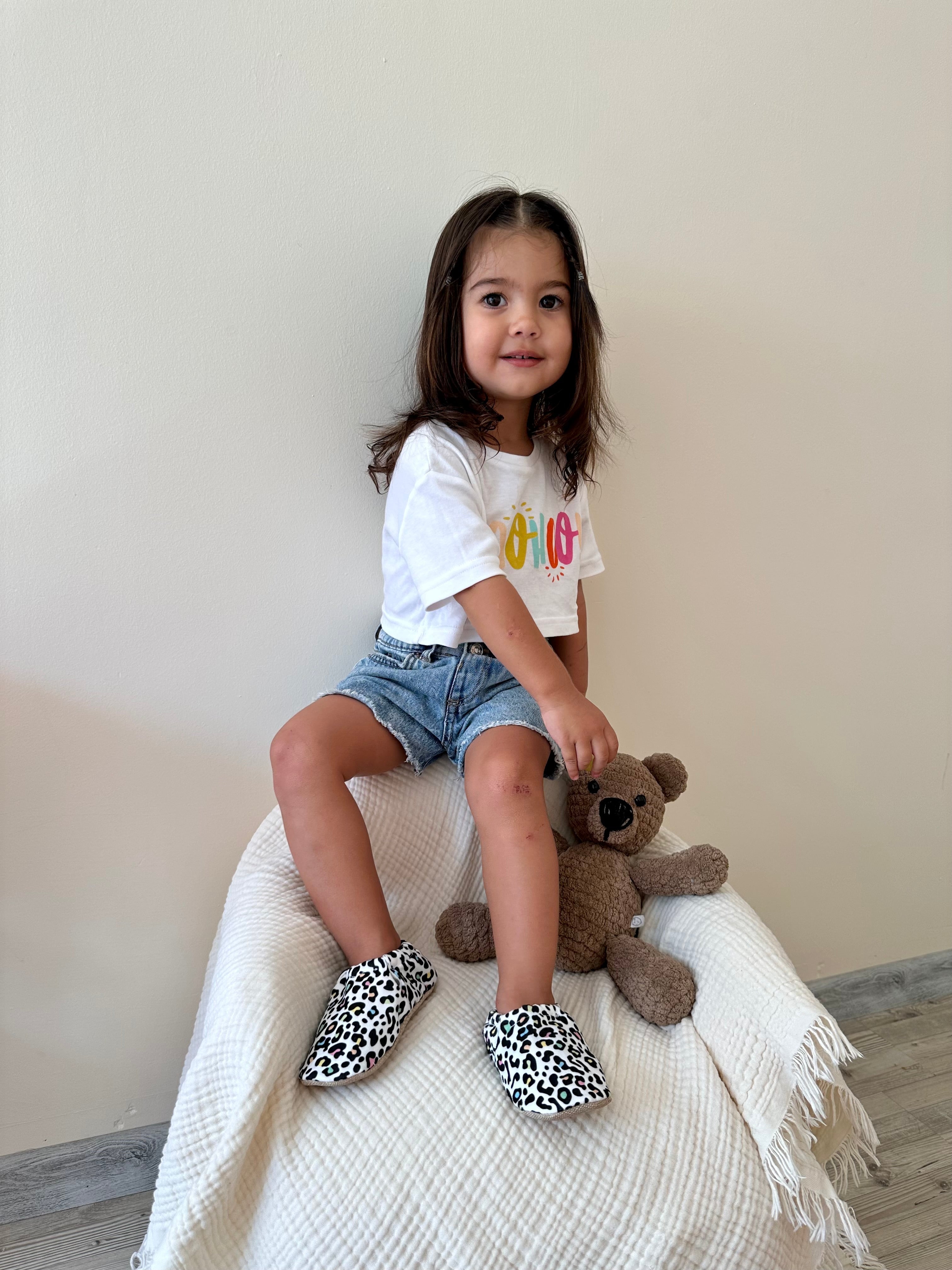 Ella Bonna Non-slip Sole Colorful Leopard Patterned Baby Booties, Home Boot Slippers Nursery Shoes