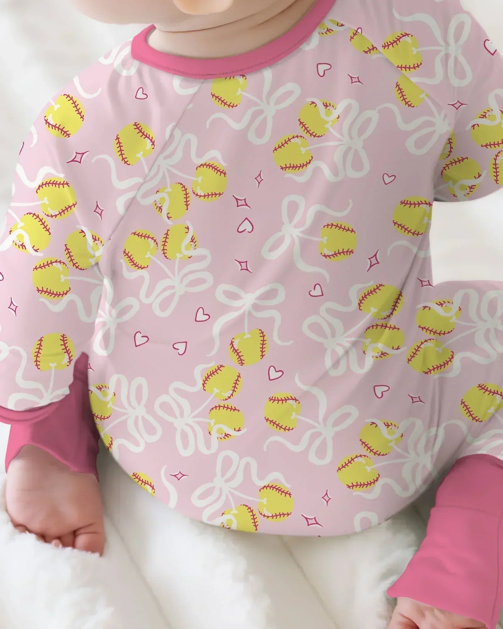 Softball Cherry Mom And Girl Matching Bamboo Convertible Zippy