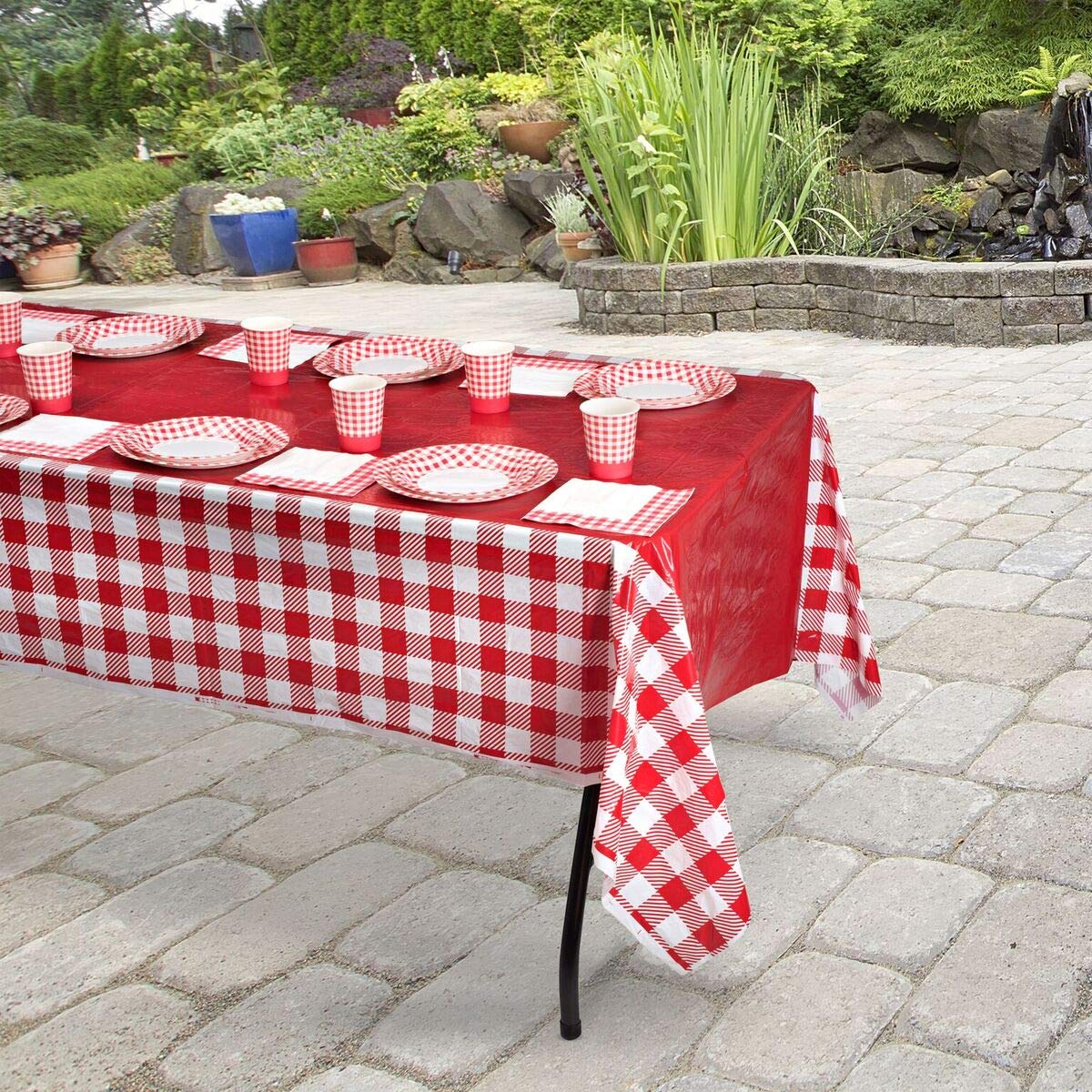 Red And White Checkered Tablecloths 8 Pack