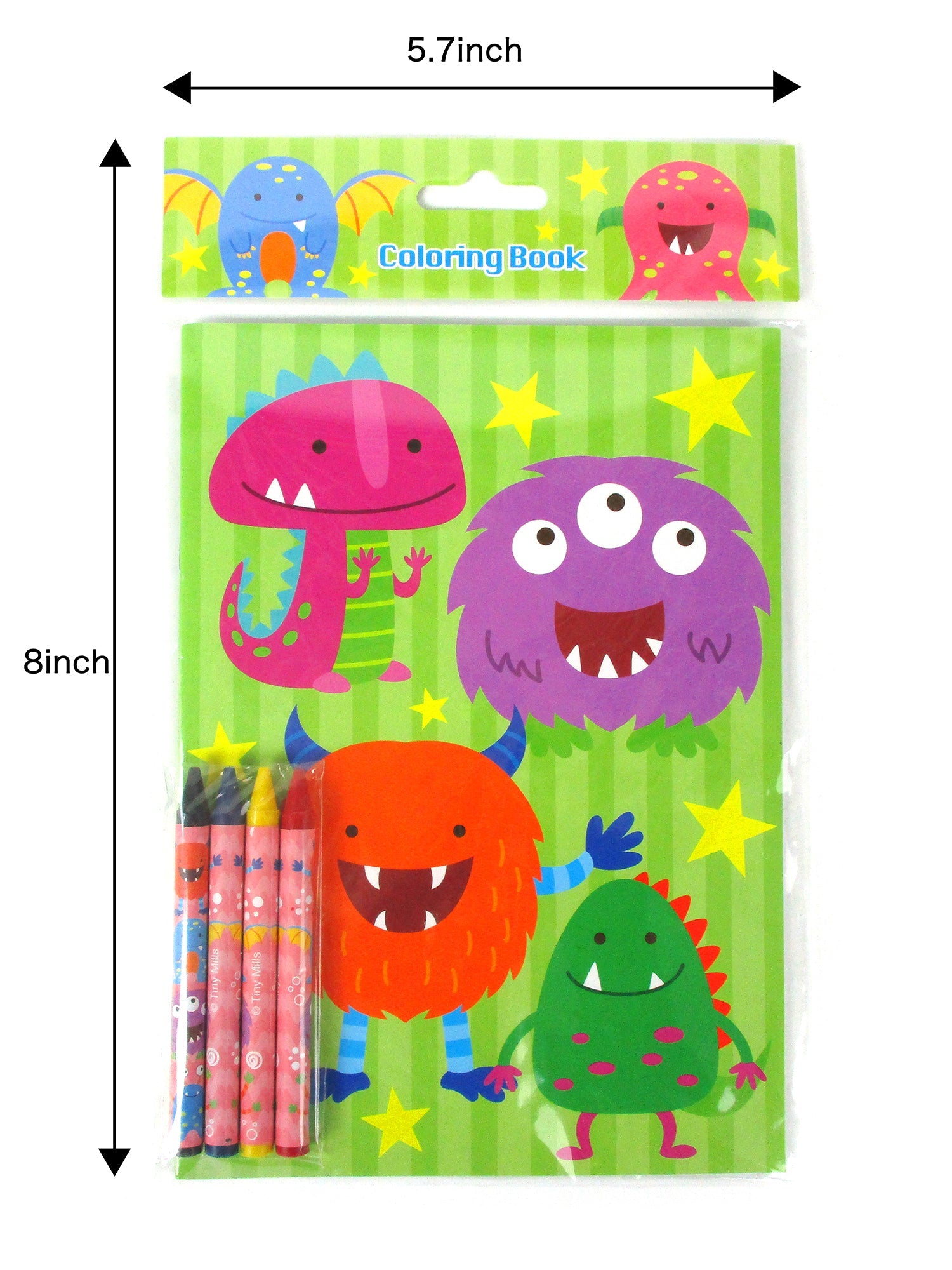 Monster Coloring Books With Crayons Party Favors - Set Of 6 Or 12