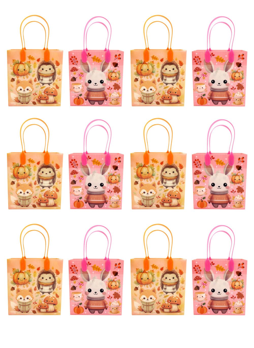 Autumn Cozy Animal Party Favor Treat Bags - Set Of 6 Or 12