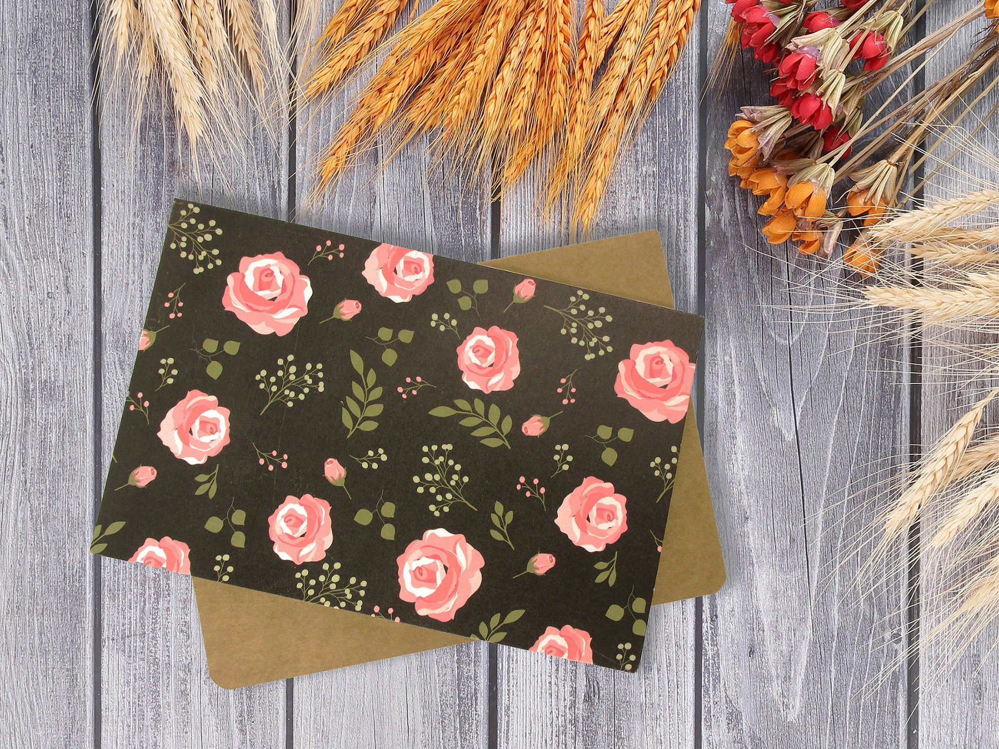 Black Floral - 36 Pack Assorted Greeting Cards For All Occasions - 6 Design