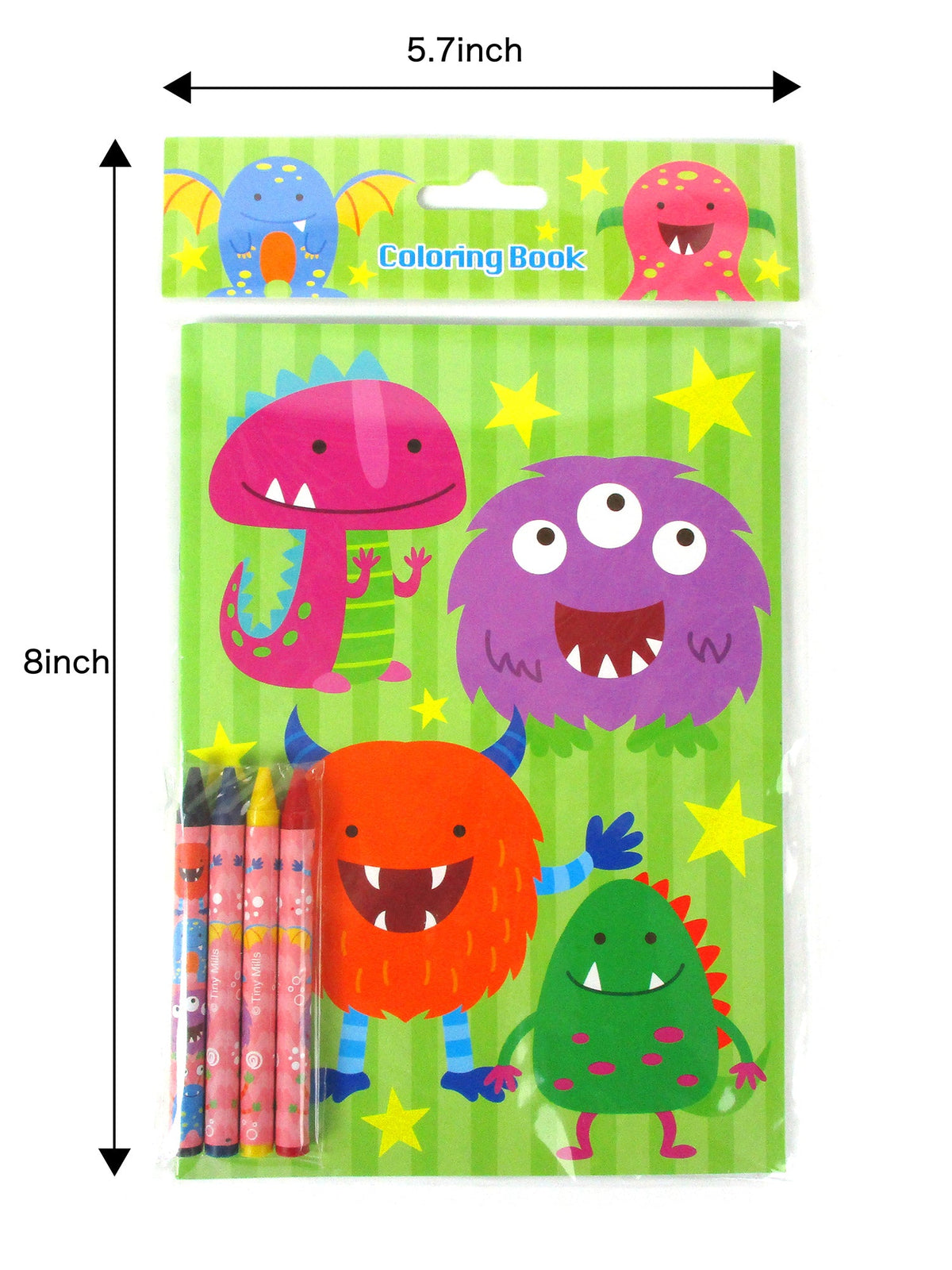 Monster Coloring Books With Crayons Party Favors - Set Of 6 Or 12