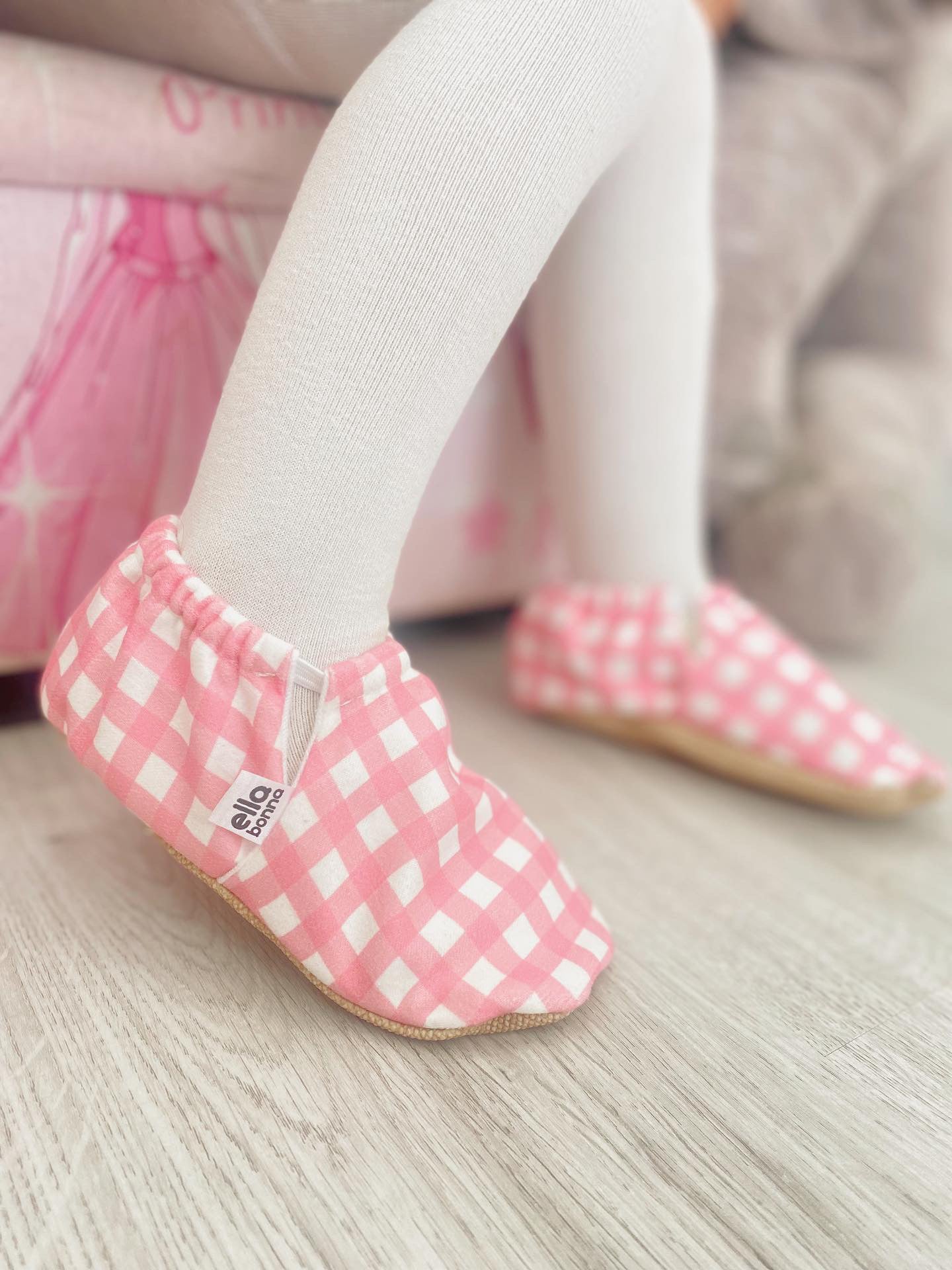 Moccasins, Slippers, Pink Striped