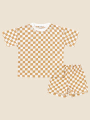 Checkered Short Sleeve Baby Lounge Set