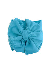 Distressed Headwrap Bow- Pacific Blue