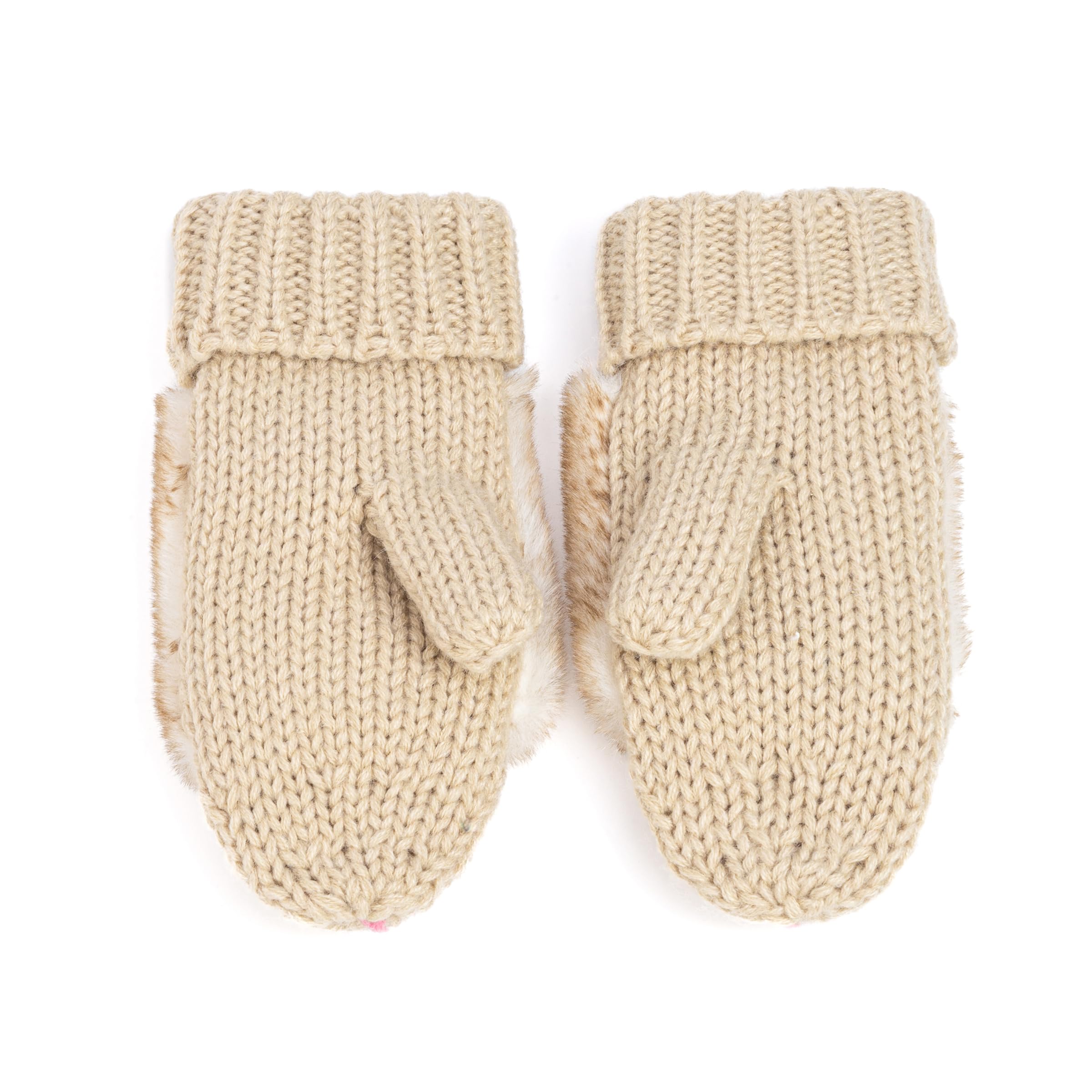 Warm Knit Winter Mittens For Girls Ages 3-12 Years, Double-layered, Fun Bunny Rabbit Design For Children, Toddler To Big Kids