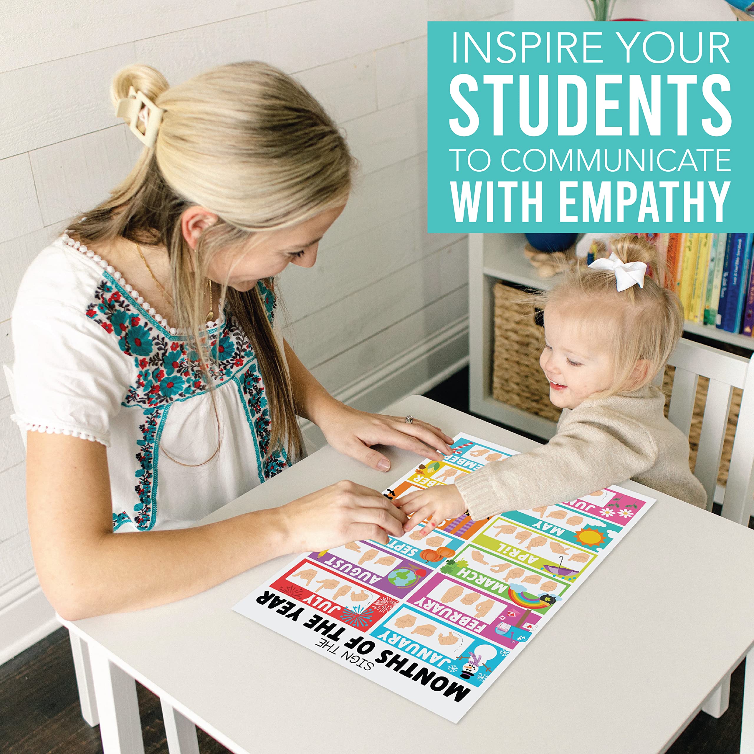 Asl Sign Language Kit: Colorful 8 Poster Set