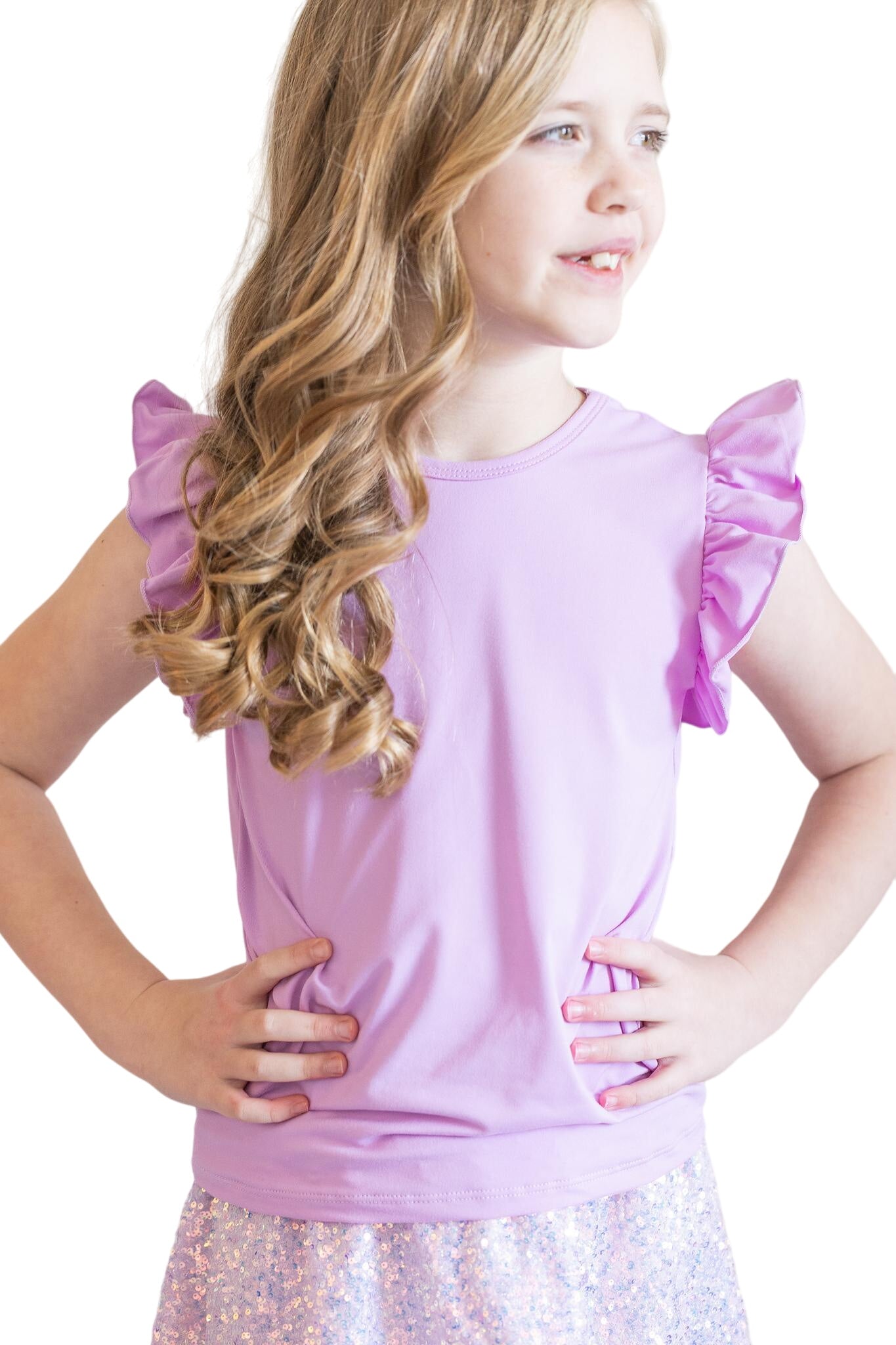 Bright Lilac S/s Ruffle Tee