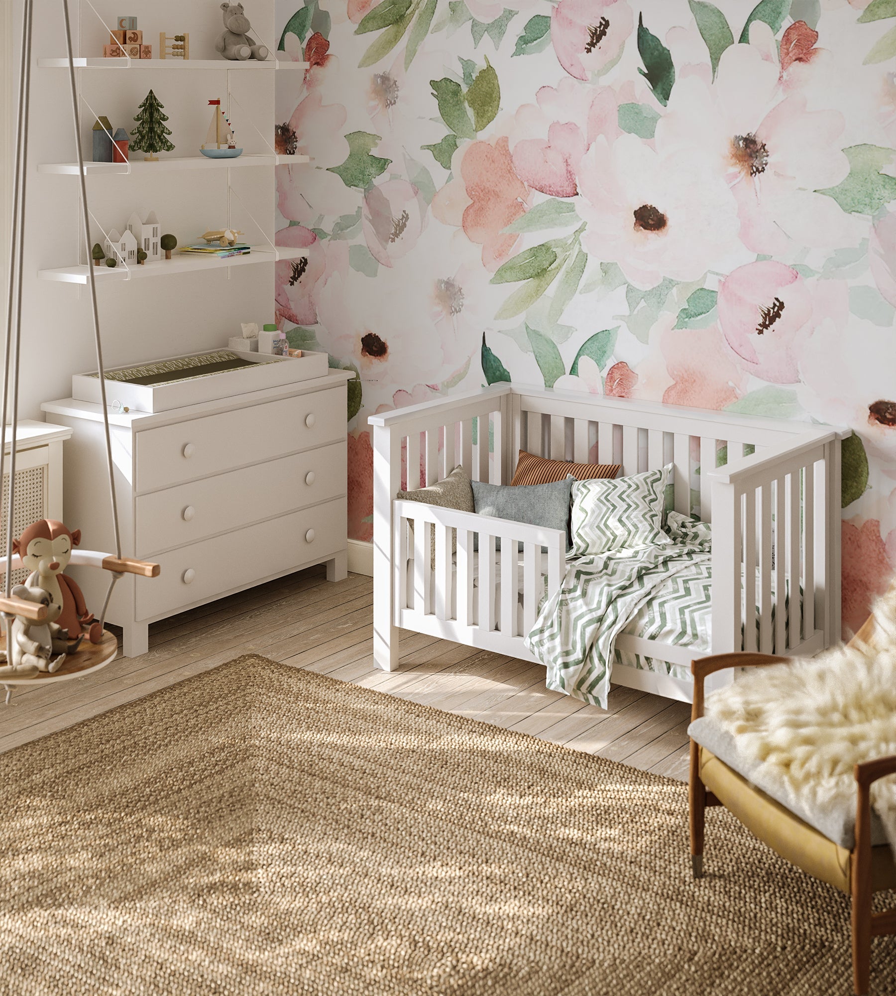 "just White" Island 4-in-1 Convertible Crib