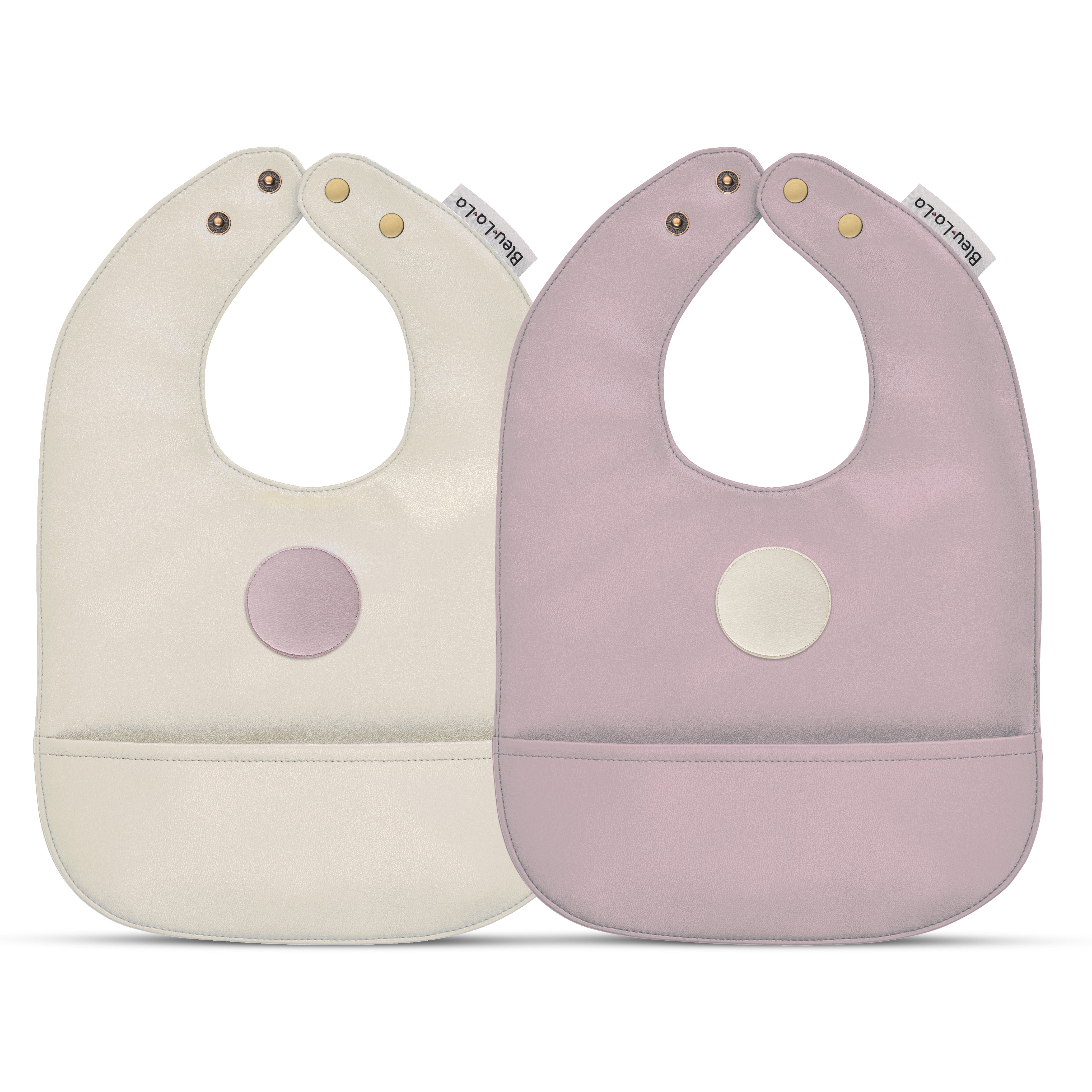 Iconic - Set Of Premium Fabric Vegan Leather Easy Clean Bibs 12-24 Months By Bleu La La