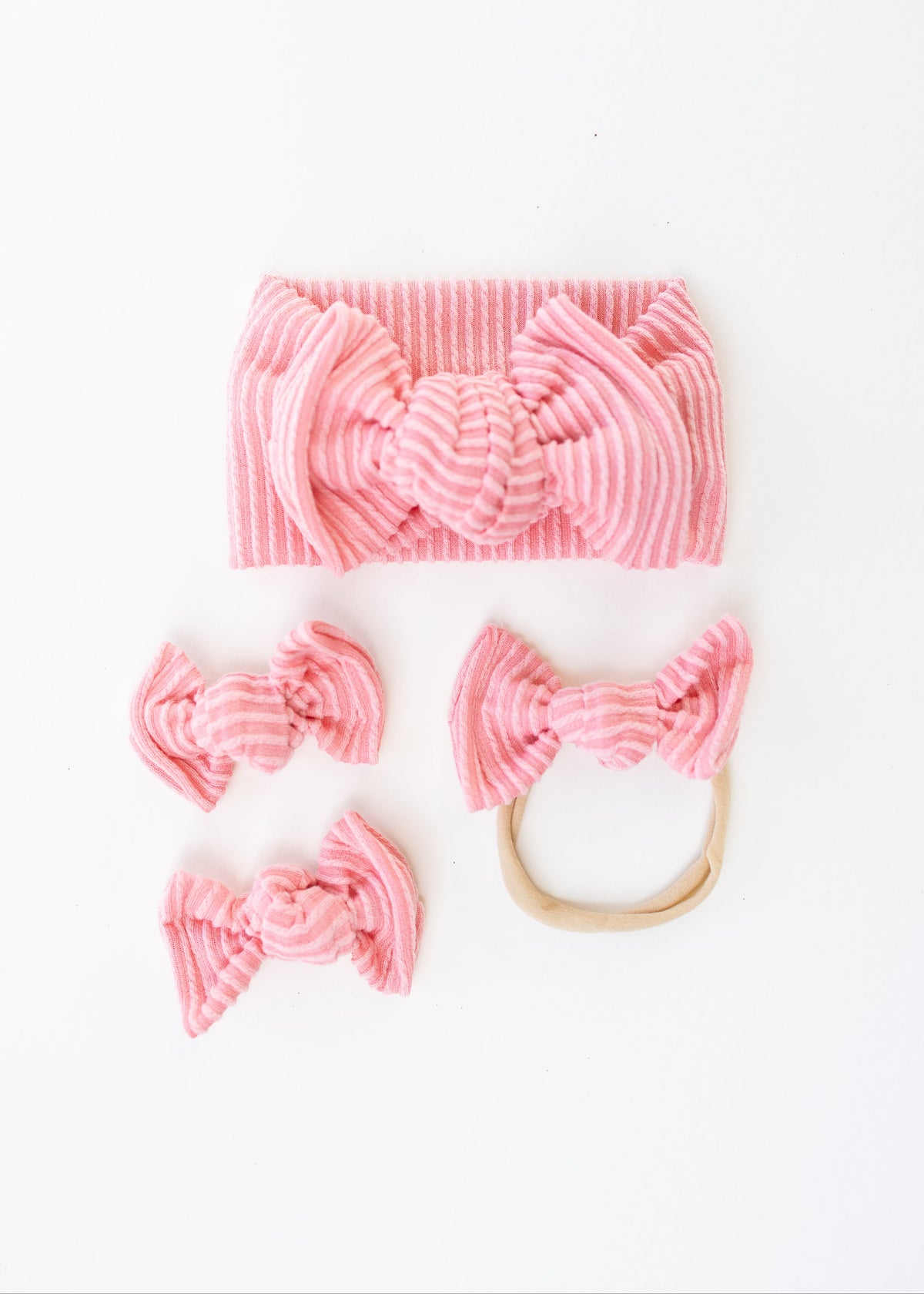 Bubblegum Pink Wavy Ribbed Bow