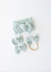 Sage Wavy Ribbed Bow