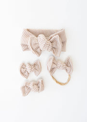 Taupe Wavy Ribbed Bow