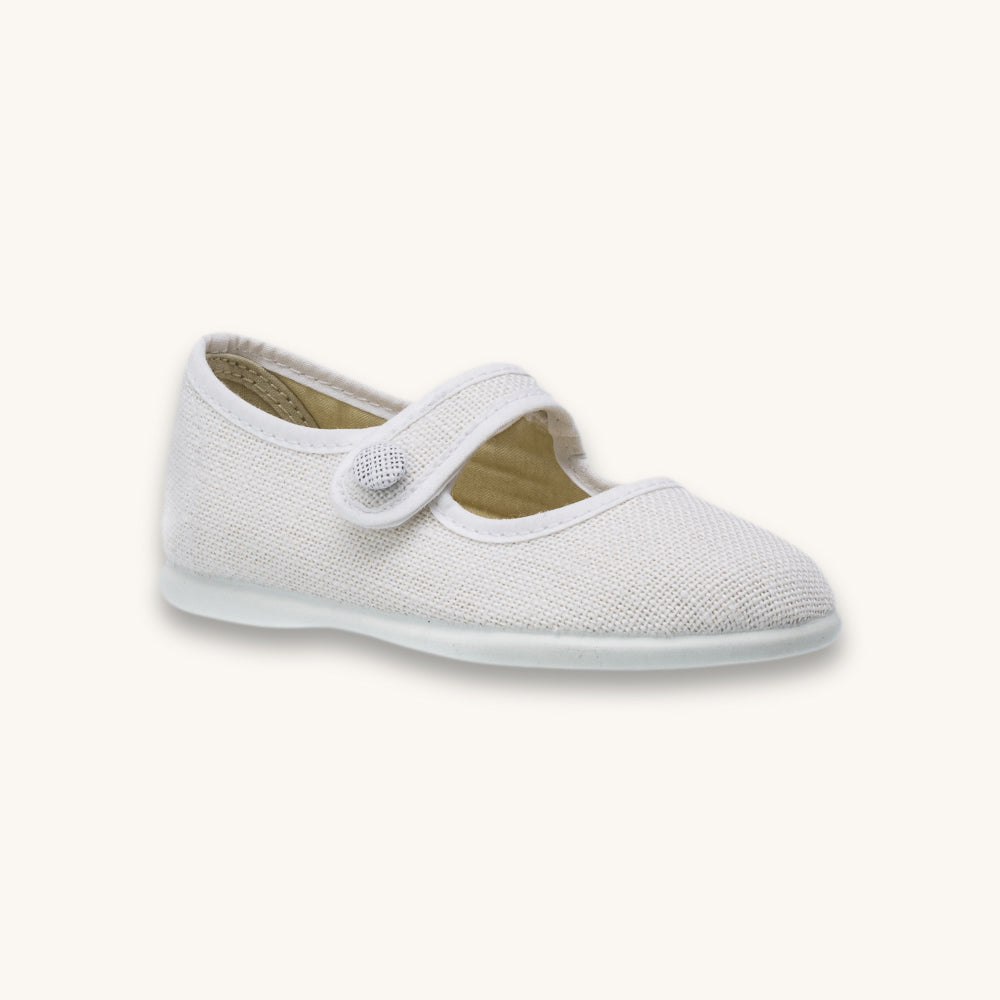 Linen Mary Jane White