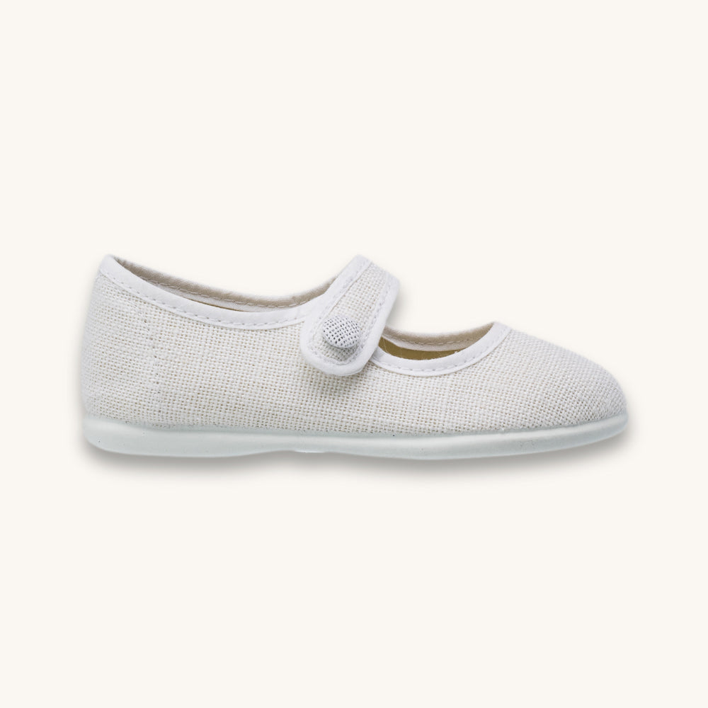 Linen Mary Jane White