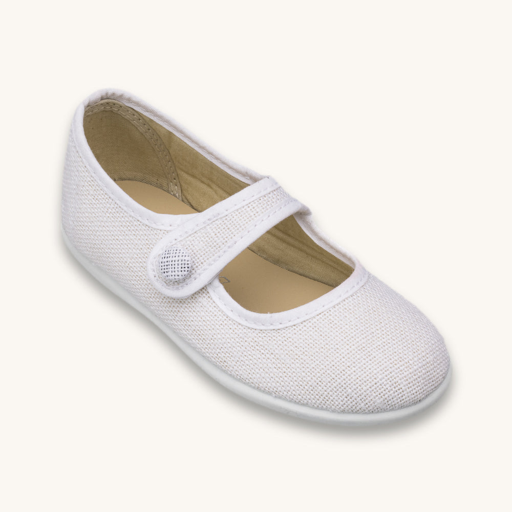 Linen Mary Jane White