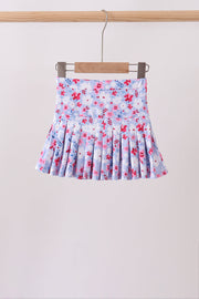 Blue Floral Print Skorts