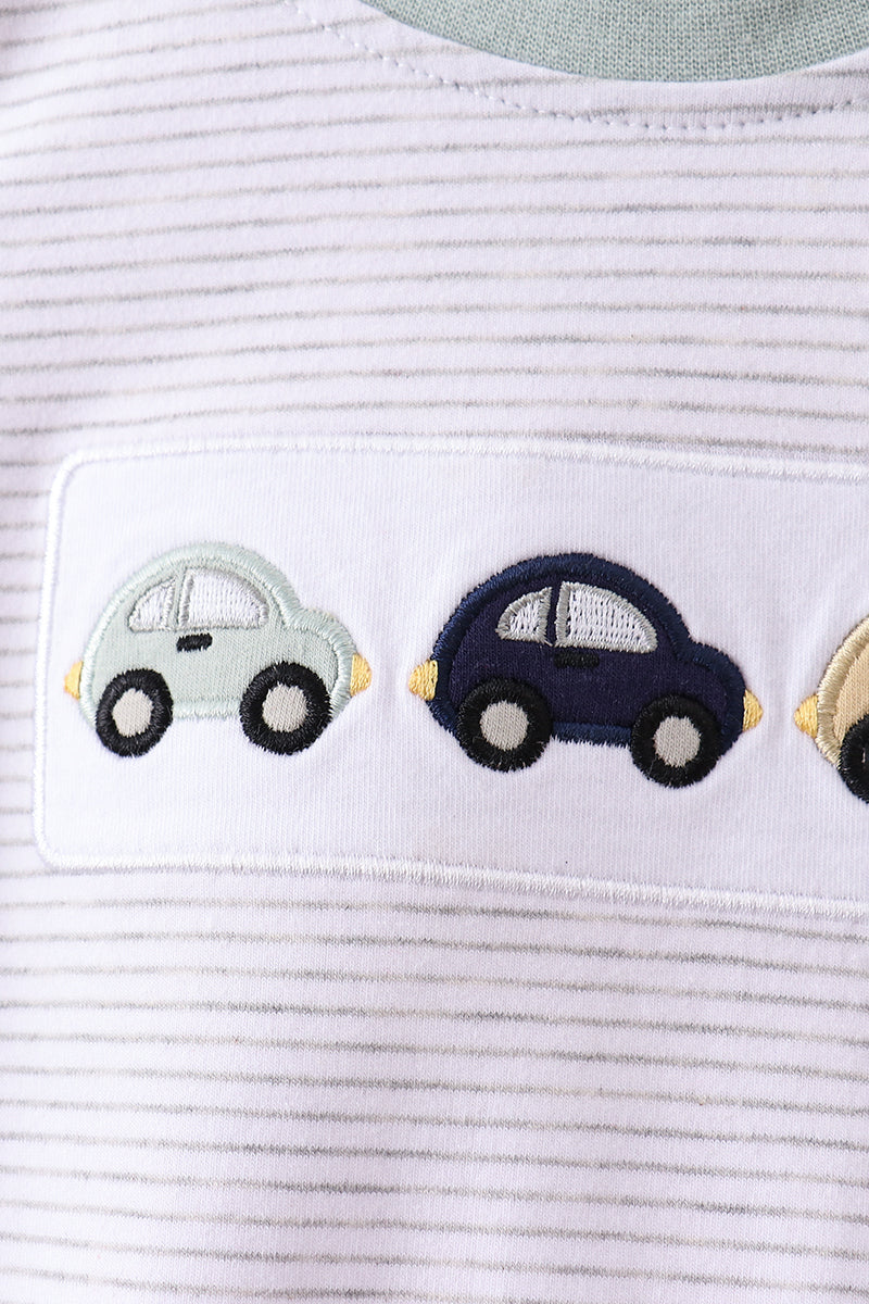 Green Vehicle Embroidery Stripe Bubble