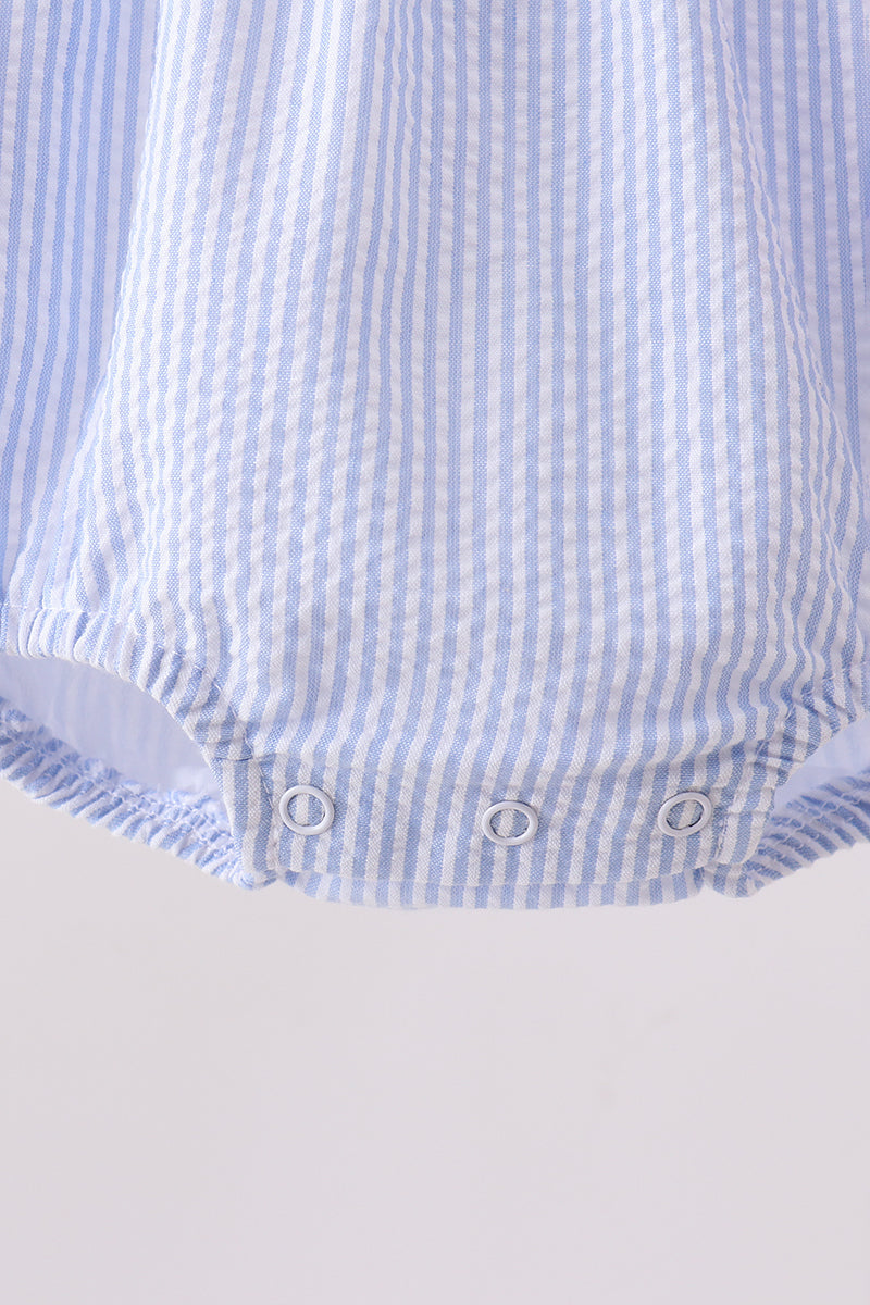 Pink&blue Seersucker Ruffle Bubble