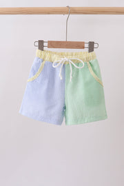Blue&green Seersucker Shorts