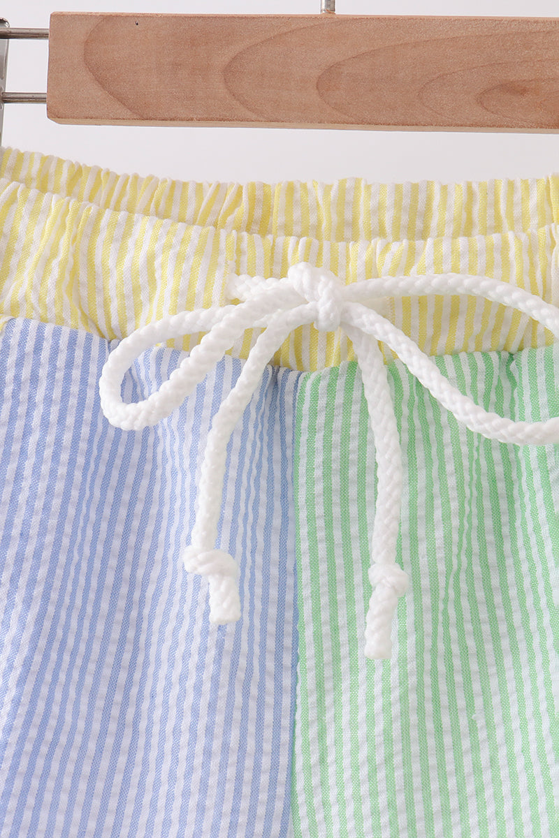 Blue&green Seersucker Shorts