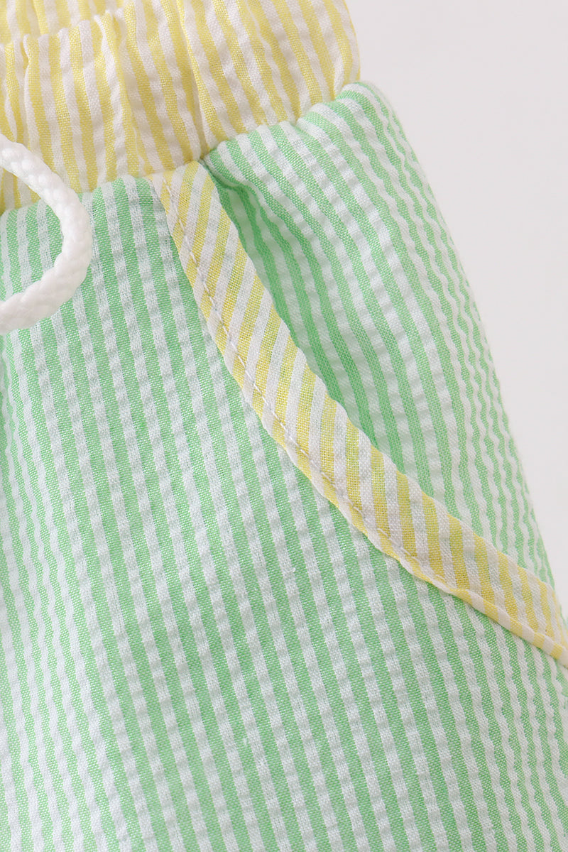 Blue&green Seersucker Shorts