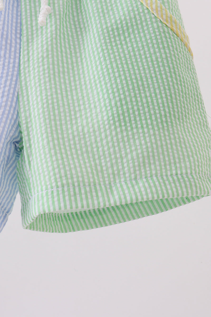 Blue&green Seersucker Shorts