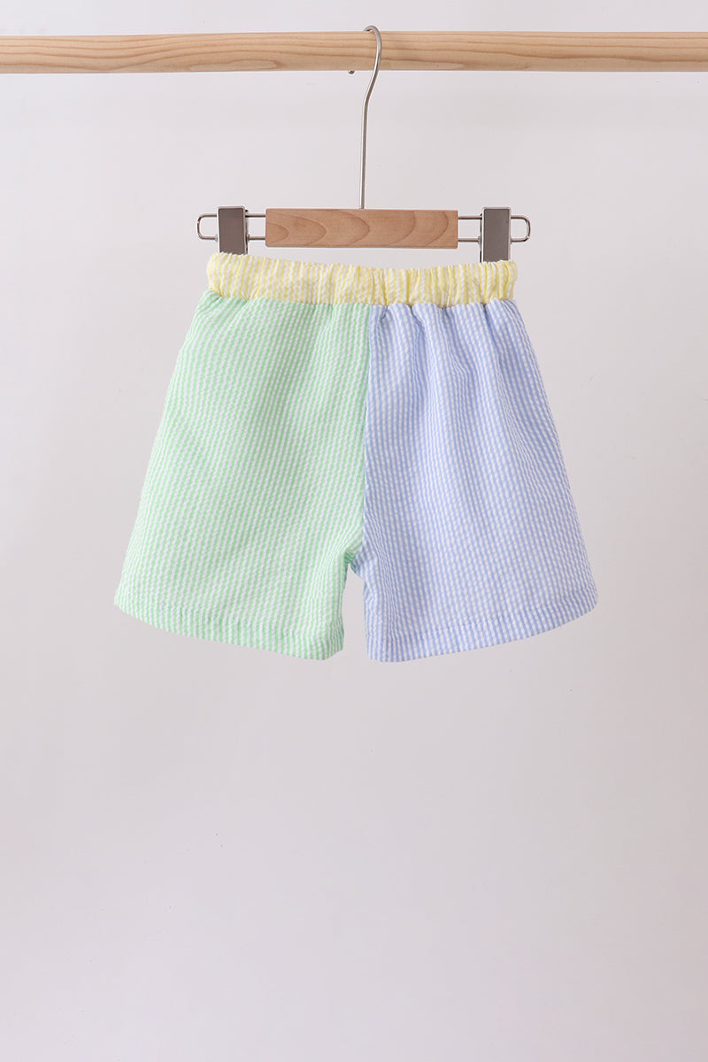 Blue&green Seersucker Shorts