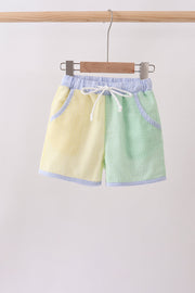 Yellow&green Seersucker Shorts