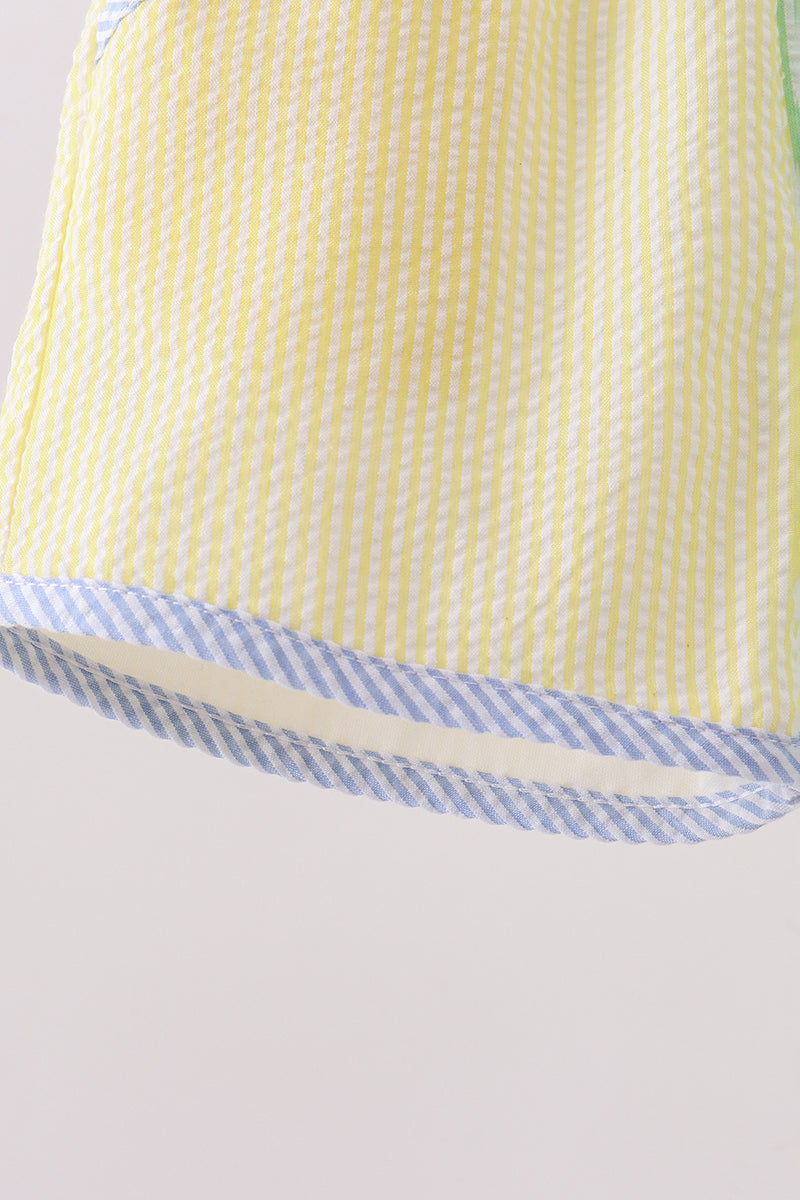 Yellow&green Seersucker Shorts