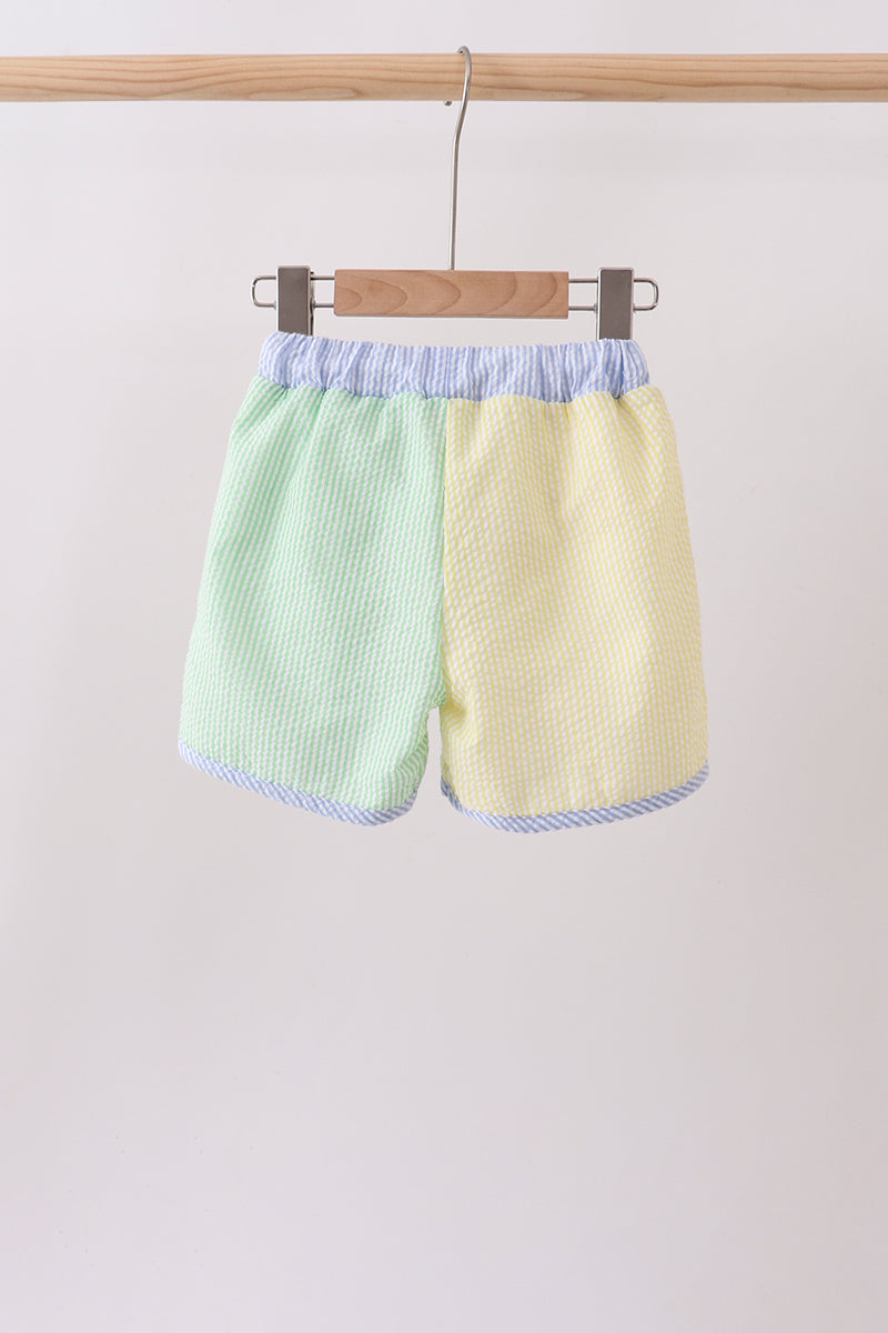 Yellow&green Seersucker Shorts