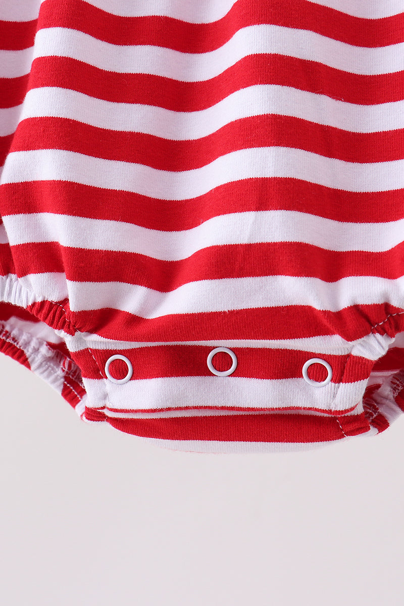 Red Stripe Flag Fireworks Embroidery Ruffle Bubble