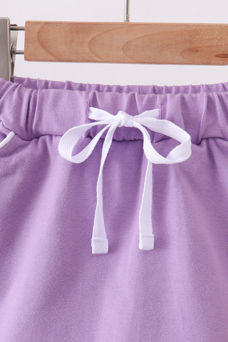 Dark Purple Scallop Hem Bow Skort