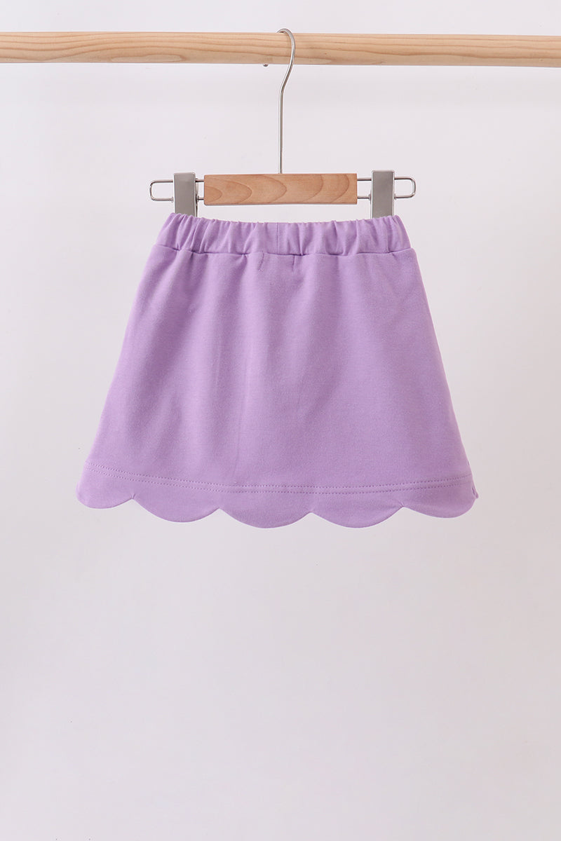 Dark Purple Scallop Hem Bow Skort