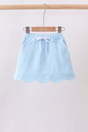Mint Scallop Hem Bow Skort