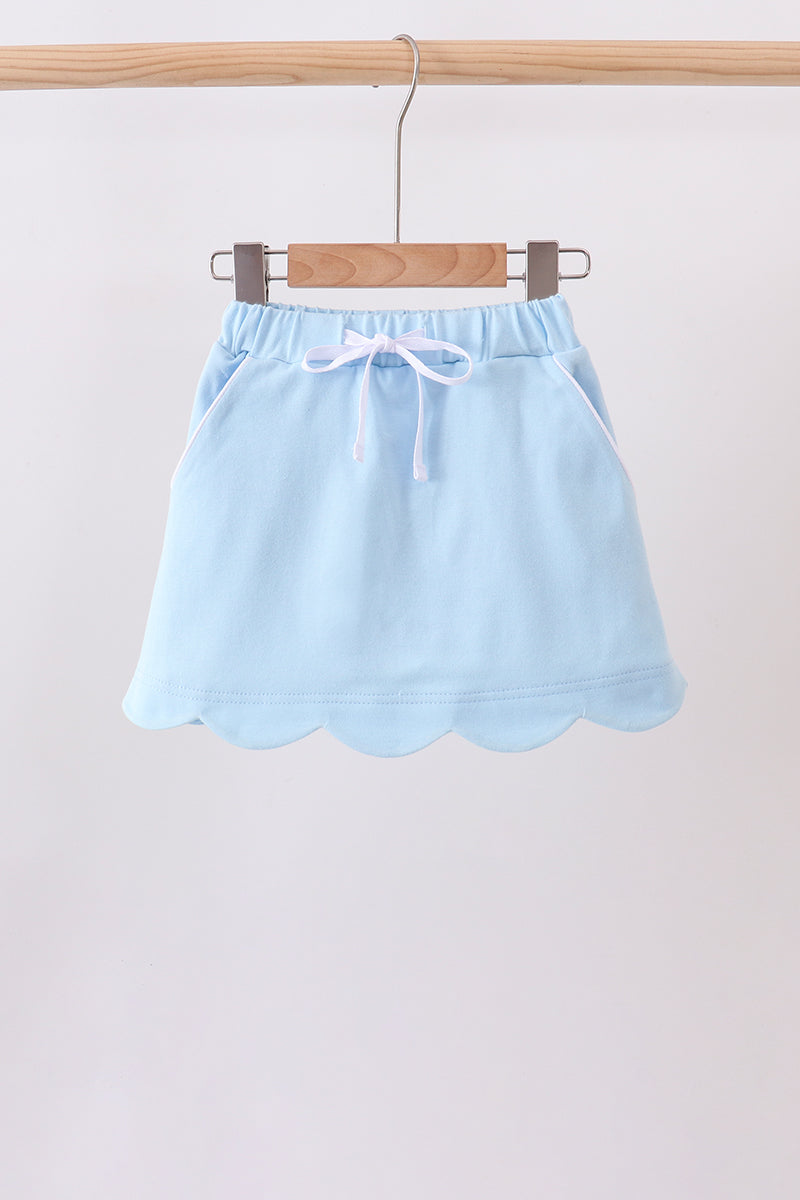 Mint Scallop Hem Bow Skort