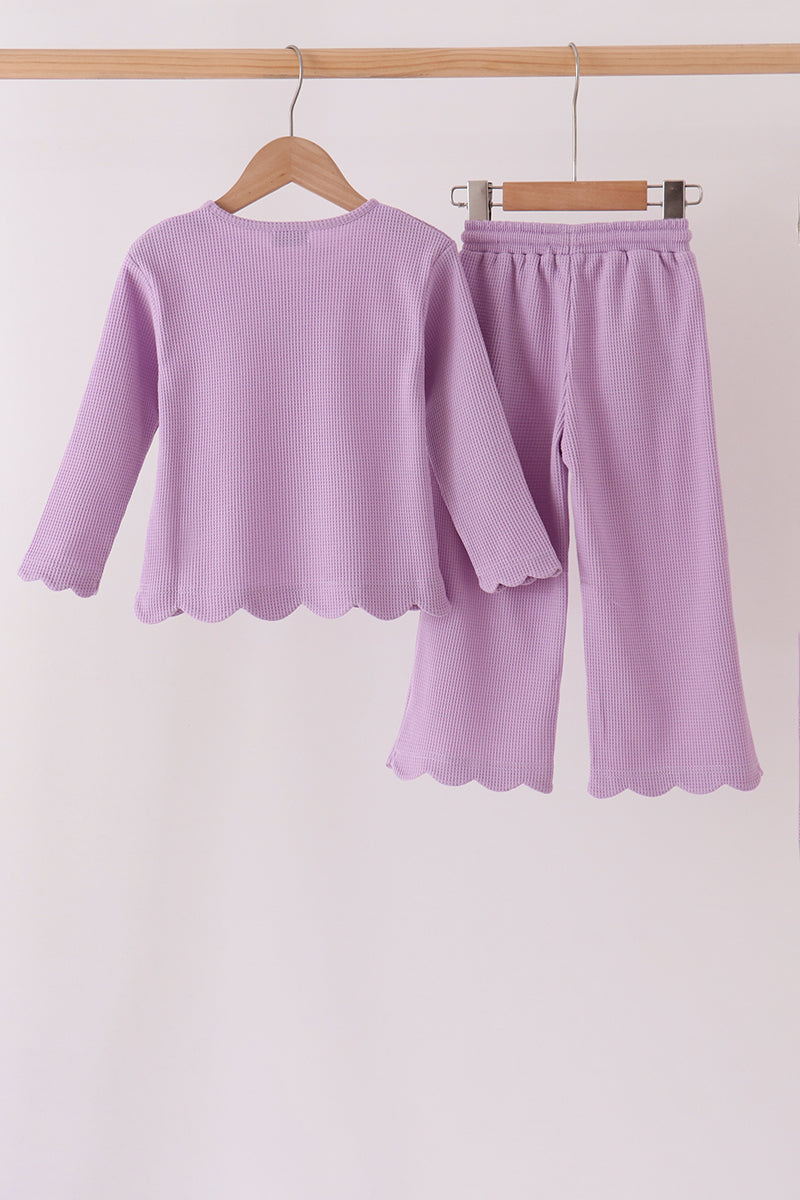 Lavender Scalloped Pants Set
