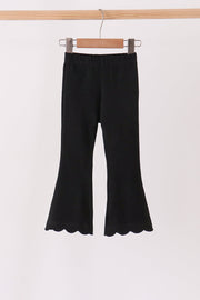 Black Scalloped Bell Pants
