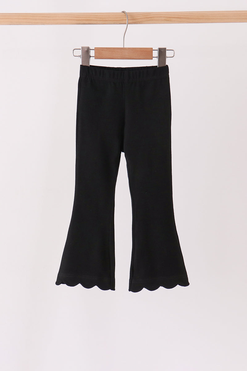 Black Scalloped Bell Pants