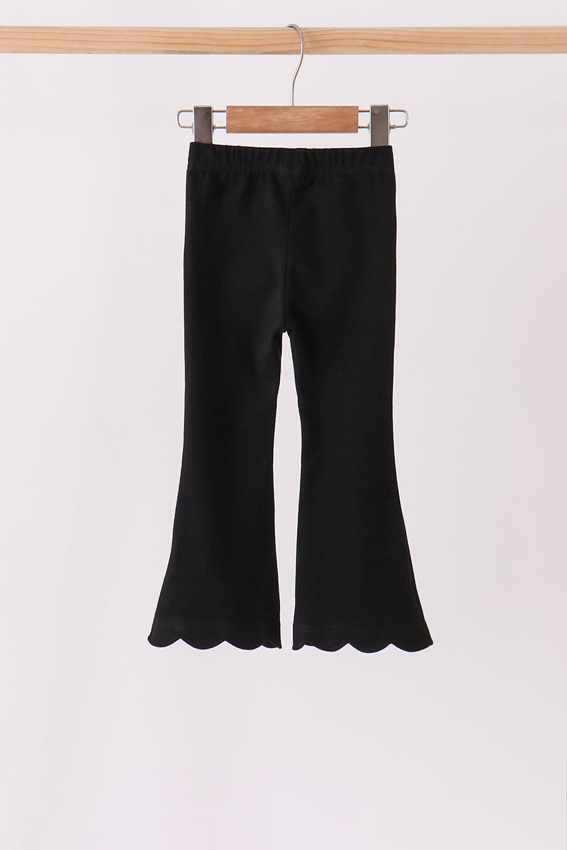 Black Scalloped Bell Pants