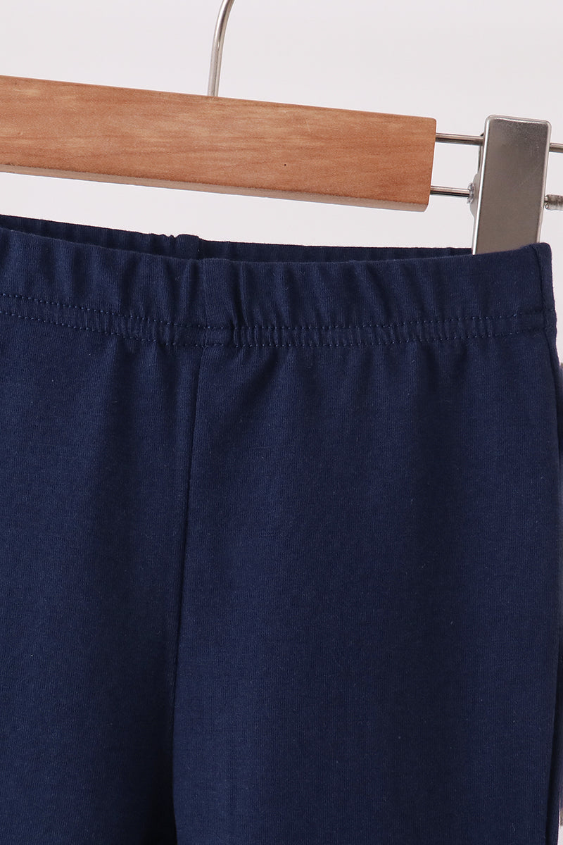 Navy Scalloped Bell Pants